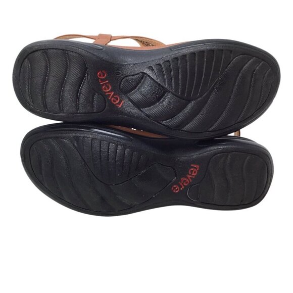 Revere Santa Fe Sandals NWOT Cognac Brown Leather Arch Support T Strap 9 / 40 - Picture 9 of 9